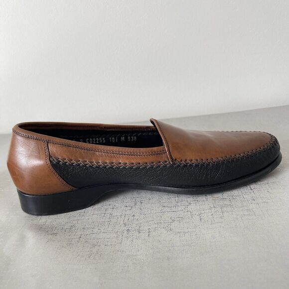 Bragano by Cole Haan Men's Two Tone Leather Loafers Black Brown 10.5 Italy - Picture 6 of 14